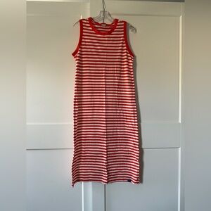 KULE The Tank Dress Orange & White Striped Sz M Minimalist Clean Preppy Coastal